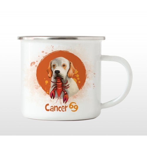 Tasse en émail chien "Cancer" personnalisable